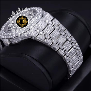 Premium Fully Iced-Out Full White <b>Automatic</b> Watch for Men Premium Diamond-Cut Steel <b>Wristwatch</b> Hip-Hop Bling Fashion Timepiece - Product Image 3