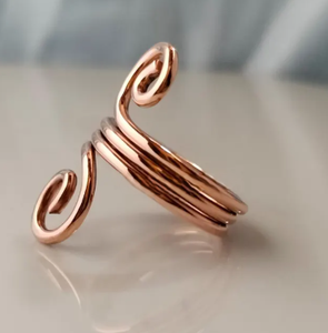 Bague de Thérapie Magnétique en Cuivre Pur de Haute Qualité, Réglable, Motif Spirale, Anneau Ouvert, Bioénergie, Guérison Énergétique, Vente en Gros - Product Image 2