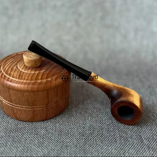 Modern Natural Handcrafted Wood Tobacco Smoking Pipe with Eco-Friendly Lacquer Finish by Tradebyd