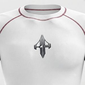 Camiseta Deportiva Blanca de Manga Corta para Hombre, con Logotipo Negro Estampado, de Secado Rápido, Transpirable, Material de Spandex/Poliéster - Product Image 6