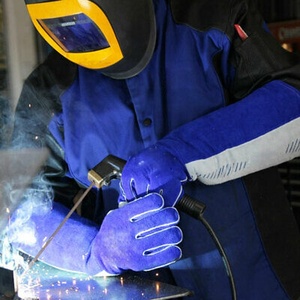 Wholesale Blue Welding Electric <b>Gloves</b> Working Leather <b>Long</b> Cow Split Leather Heat Resistance Safety Resistance Work <b>Gloves</b> - Product Image 5