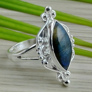 <b>Labradorite</b> <b>Ring</b> 925 Sterling Silver Handmade Boho Statement Promise Jewelry for Women Natural Marquise Shape Gemstone Jewelry - Product Image 4