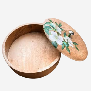 Wooden Hot Pot Casserole Box with Classic Handpainted Design | Eco-Friendly Kitchenware for Home & Restaurant Use - Product Image 1