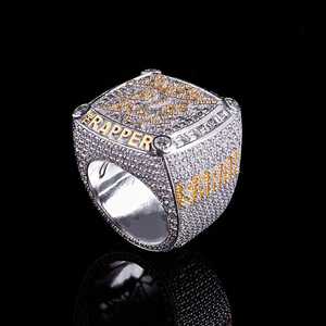 Custom 14K Gold Lab Grown <b>Ring</b> Square Top Solid 10K 18K Iced Out Men Championship Band Wholesale B2B Luxury Factory Manufacture - Product Image 2
