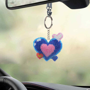DIY Bead Cross Stitch Keychain Printed Bead Embroidery Needlework <b>Key</b> <b>Ring</b> Kit for Women <b>Bag</b> Pendant Beadwork Handmade Craft - Product Image 2