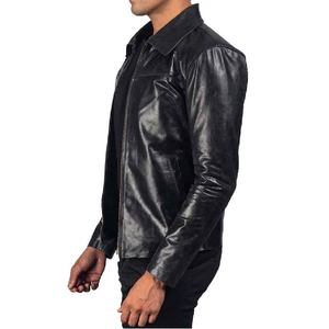 Chaqueta de Cuero con Cuello, Piel de Vacuno Auténtica, Cierre de Cremallera, Cuello Camisero, Puños Abiertos, Estilo Clásico, Personalizable de Primera Calidad - Product Image 5