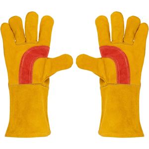 Gants de soudage en cuir de vachette commerciaux paume et pouce renforcés, vêtements de travail de sécurité résistants à la chaleur - Product Image 1