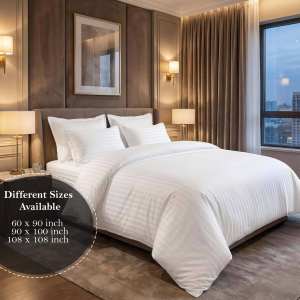 Conception unique, 100 % coton, 210 fils, tissage satiné rayé, drap simple blanc, 60x90 pouces, disponible à la vente - Product Image 5