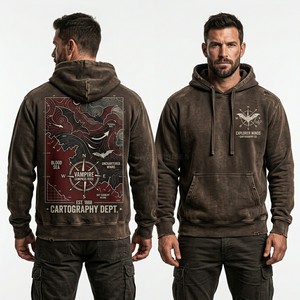 เสื้อฮู้ดดี้สีเขียวแบบ Acid Wash สำหรับผู้ชาย พิมพ์ลายกราฟิก Cyber Vampire Data Center สไตล์สตรีทแวร์ เทคแวร์ ผลิตโดยผู้ผลิตเสื้อฮู้ดดี้ - Product Image 6