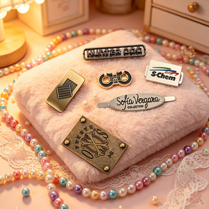 Etiqueta metálica personalizada en relieve al por mayor, económica, para bolsos <span class=keywords><strong>de</strong></span> mujer, cortavientos, bolsas <span class=keywords><strong>de</strong></span> lona y accesorios <span class=keywords><strong>de</strong></span> prendas <span class=keywords><strong>de</strong></span> vestir - Product Image 1