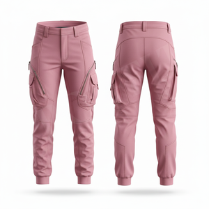 Pantalones de Motociclista de Cuero Sintético de Primera Calidad, Corte Ajustado, Bolsillos con Cremallera, Estilo Urbano, Tobillo Elástico - Product Image 5