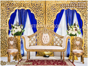 Ensemble de canapés et fauteuils de style moghol pour scène de Sangeet, canapé romantique pour mariés, design de luxe, mobilier de mariage USA - Product Image 6