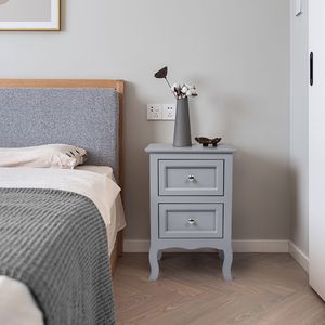 2 Comodini Moderni in Legno Massello Stile Country a Due Livelli, Eleganti Tavolini Laterali di Grandi Dimensioni per Camera da Letto o Appartamento, Assortiti - Product Image 2