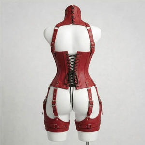 Corset gothique en cuir pour femme avec dentelle, collection de corsets sexy et écologiques - Product Image 2