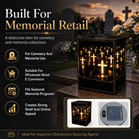 Lanterne Solaire de Tombe Effet Miroir Infini 3D, Lampe LED Solaire en Forme de Croix pour Cimetière, Lumière Commémorative Extérieure, Vente en Gros