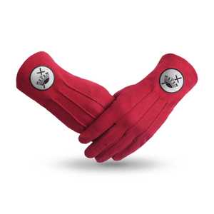 Gants rouges en coton longueur poignet, motif emblème maçonnique, impression par transfert thermique, style uni, chaleur hivernale, usage quotidien, durables, respirants - Product Image 1