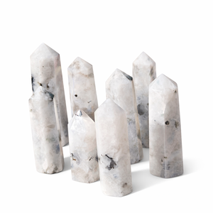 Punta de Cristal de Piedra Lunar Arcoíris Natural con Destello Azul, Varita Curativa de Piedra Lunar para Reiki, Meditación, Decoración Energética, Venta al por Mayor - Product Image 5