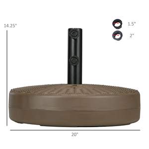Base marrone rotondo riempibile Stand per Patio esterno ombrelloni e 1.5 2 pali per prato e ponte - Product Image 3