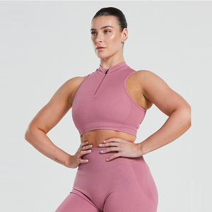 Top Corto Personalizado con Cierre de Cremallera, Sin Mangas, 100% Algodón, Corte Regular, Transpirable, de Secado Rápido, para Gimnasio y Entrenamiento, Camiseta sin Mangas para Mujer - Product Image 1