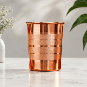 Handcrafted Pure Copper Water Cup Tumbler Traditional Ayurvedic Drinking Glass Premium Copper <b>Drinkware</b> for Daily - Product Image 3
