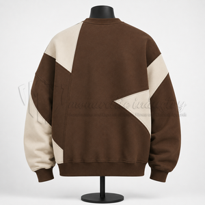 Sweat-shirt à col rond pour homme personnalisé, couleur unie, marron, sweat-shirt en molleton, fabricant OEM ODM en gros - Product Image 2