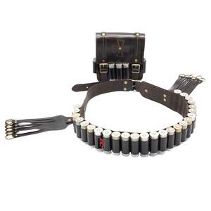 Ceinture porte-cartouches en cuir véritable avec surpiqûres renforcées - Product Image 1