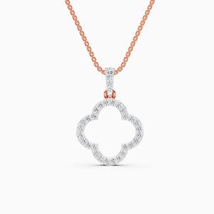 Delicado colgante de trébol con diamante cultivado en laboratorio de 0.36 quilates en oro amarillo, blanco y rosa de 9 quilates - Product Image 1