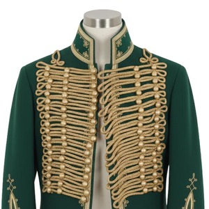 Chaqueta Hussar Negra para Hombre con Bordado Dorado, Cuello Alto, Doble Botonadura, Abrigo Formal de Invierno para Uniformes - Product Image 4
