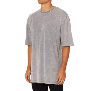 2025 verano Vintage desgastado lavado hombres de gran tamaño 100% algodón peso pesado ácido camiseta logotipo personalizado patrón sólido - Product Image 2