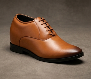 Chaussures habillées Oxford montantes Asken Atelier pour hommes, en cuir premium respirant, à lacets, avec talon compensé invisible, idéales pour le bureau et les occasions formelles - Product Image 1