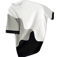 T-shirt à manches courtes pour homme, col rond, coupe ample, tissu tricoté, détails contrastés, 100% coton, séchage rapide