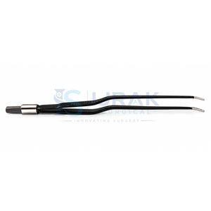 Pince bipolaire courbée non-adhésive de type baïonnette pour neurochirurgie, 22 cm avec butée – IJRAK Surgical - Product Image 3