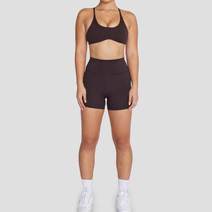 Leggings de sport taille haute pour femme, modèle 2026, de haute qualité, à découpes croisées en V, respirants, extensibles dans les quatre sens, et ensemble de yoga deux pièces, vente en gros - Product Image 3