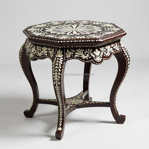 Premium Handcrafted Modern Design Wooden <b>Table</b> Elegant Floral Bone Inlay for Home Office Bedroom Use Beautiful Hotel Decoration - Product Image 3