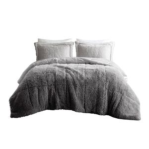 Ombre Shaggy Long Fur <b>Comforter</b> Mini <b>Set</b> Elegant and Cozy Bedding Collection - Product Image 6