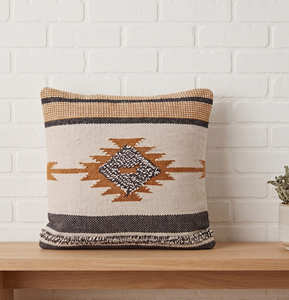 Funda de Almohada Decorativa de Algodón Kilim con Patrón Tribal de Rayos de Sol para Hogar Rústico, Estilo Granja y Mediterráneo - Product Image 1