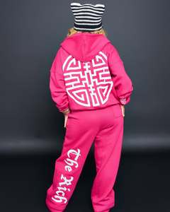 Pink <b>Oversized</b> Hoodie Set with Matching <b>Joggers</b> Street Style Cotton Fleece with <b>Oversized</b> Fit Premium Cotton Fleece - Product Image 2