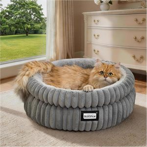 <b>Cat</b> <b>Bed</b> Kitten <b>Bed</b>, Washable Round <b>Cat</b> <b>Bed</b> for Indoor <b>Cat</b>, Super Soft Plush Faux Fur for Puppy and Kitten with Anti-Slip bottom - Product Image 1