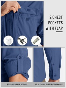 เสื้อเชิ้ตตกปลาสำหรับผู้ชายไซส์ใหญ่ UPF 50 แขนยาว ระบายอากาศได้ดี แห้งเร็ว ประสิทธิภาพสูง ติดกระดุม ป้องกันแสงแดดสำหรับกิจกรรมกลางแจ้ง - Product Image 5