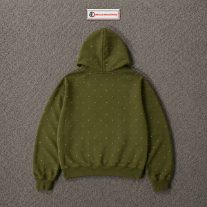 เสื้อฮู้ดกราฟิกสีเขียว ลายผึ้งประดับเพชร สไตล์สตรีทแวร์ทรงโอเวอร์ไซส์ ผ้าคอตตอนวอช ยูนิเซ็กส์ แฟชั่นลำลองแนวอเมริกัน - Product Image 6