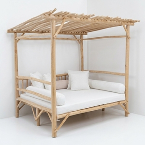 Lit de repos rustique en teck massif de qualité commerciale, idéal pour les resorts de luxe, à l'extérieur de la piscine, fabriqué par SVLK Indonésie - Product Image 1