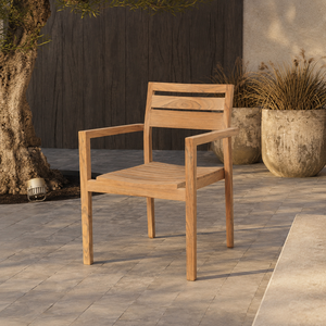 Etna Teak Stacking Garden Chair Minimalist Outdoor Wooden <b>Armchair</b> Durable Lightweight Waterproof Design for Courtyard - Product Image 3