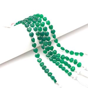 Natural Green Onyx Carved Heart Shape Gemstone Beads 10-11MM Hand Carved Onyx Beads Loose <b>Stone</b> Bead For Jewelry Making 8 Inches - Product Image 1