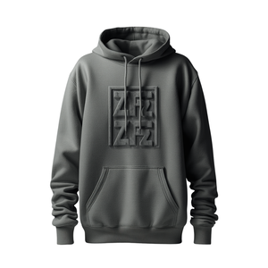 Sweat à capuche oversize tendance pour homme en molleton 100 % coton avec poche imprimée en relief à motifs vagues 3D, prêt pour l'hiver - Product Image 2