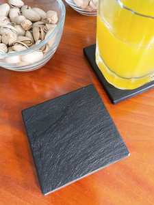 Juego de Posavasos Cuadrados de Pizarra Negra Hechos a Mano, Vajilla de Piedra Natural, Decoración para el Hogar - Product Image 6