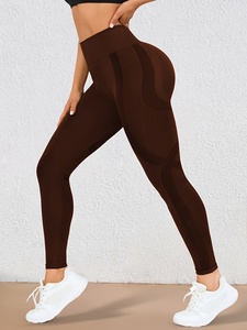 Brown High Waist <b>Compression</b> <b>Leggings</b> Seamless Sculpting Butt Lifting Yoga Pants for <b>Women</b> - Product Image 1