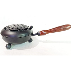 Quemador de incienso árabe tradicional de metal con mango de madera resistente al calor, hecho a mano para - Product Image 1