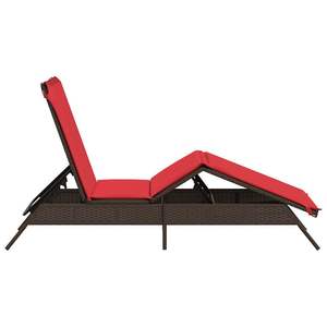 Chaise longue de patio en rotin PE marron et rouge pour 1 personne - Product Image 5
