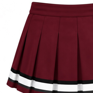 Jupe plissée sublimée bordeaux et blanc pour cheerleading, bas de tenue d'équipe athlétique, vêtements d'entraînement sportif, performance et compétition - Product Image 4