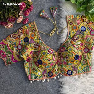 Blusa de moda para mujer estilo Gamthi con espejos múltiples y lentejuelas de hilo colorido, bordado Kodi con corte de manzana, de seda italiana, ideal para festivales. - Product Image 6